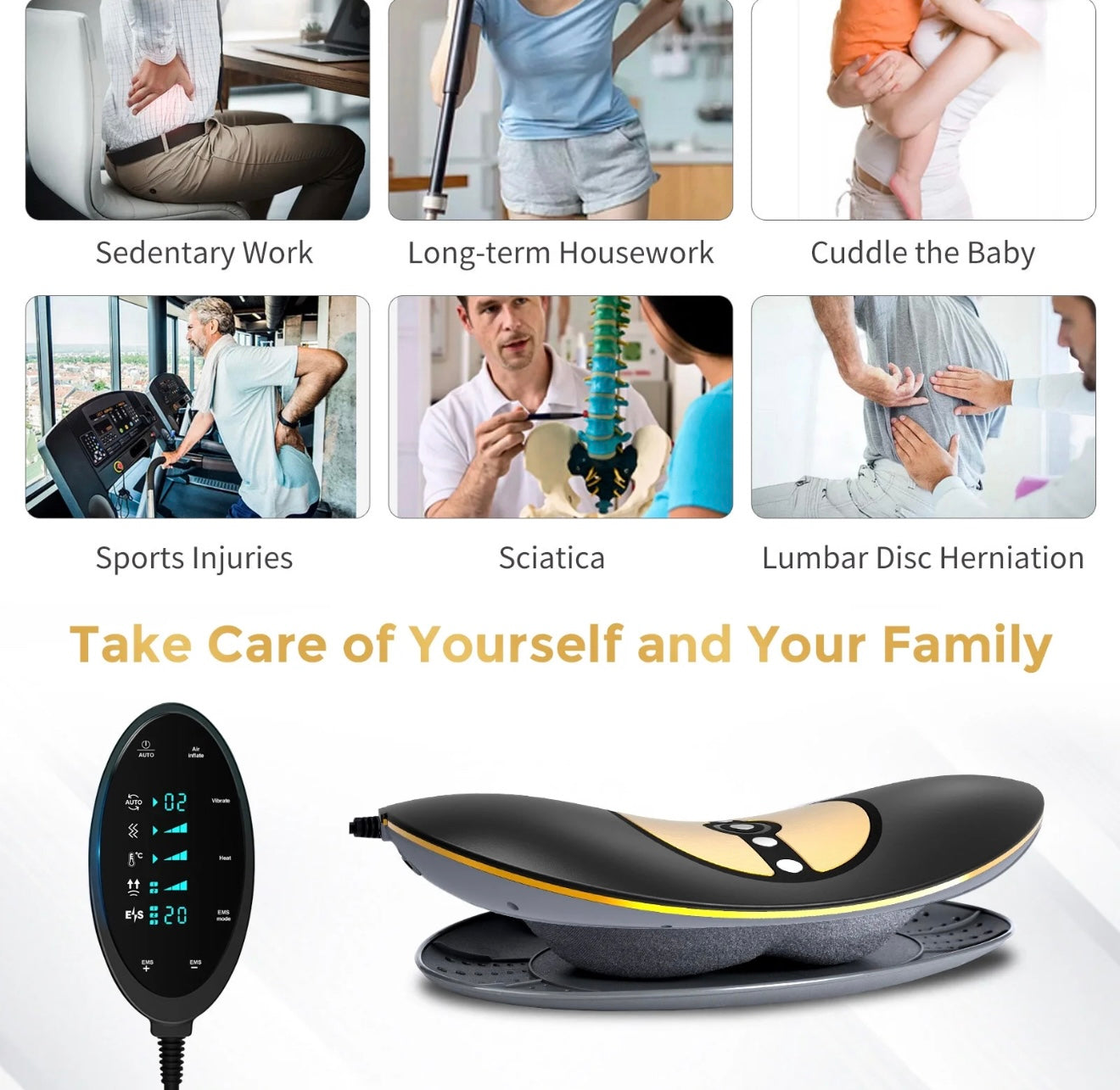 SleepSilk™ Smart Electric Wire Intelligent Massage Pillow Portable Relaxing Manual Heated High Quality Full Body Waist Massager