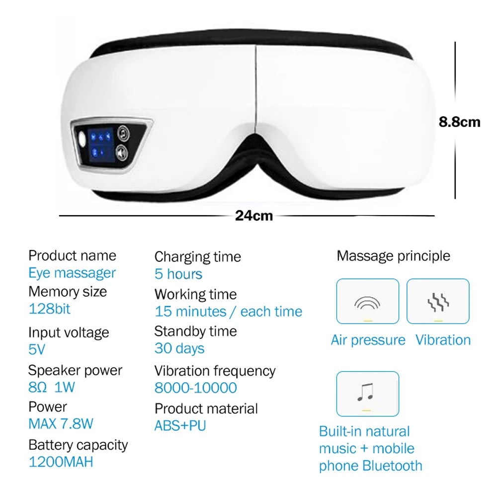 ReluxEye™ 6D Smart Eye Massager with Heat, Vibration & Bluetooth Music – Air Compression Eye Mask for Fatigue, Dry Eyes & Better Sleep